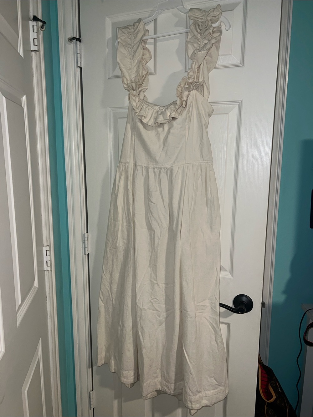 Free People Ivory Smocked Top with Gold Logo Tag